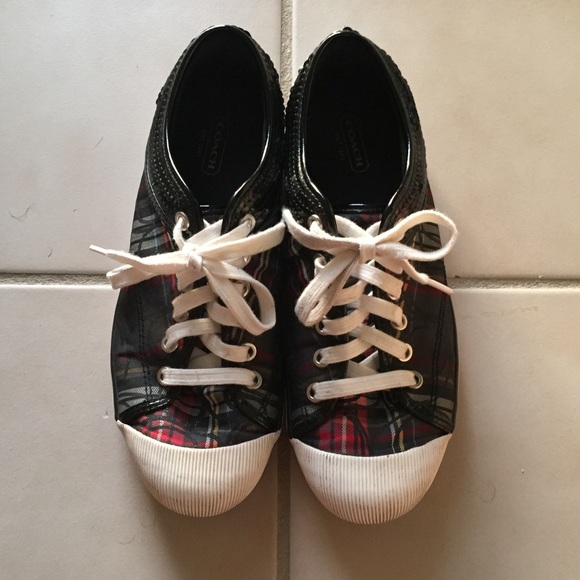 COACH Zorra Multi-Plaid Sneakers Sparkle size 8.5 - Picture 2 of 8